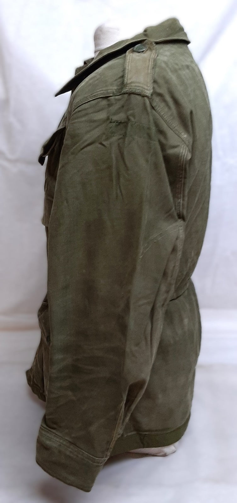 Vintage Combat Jacket Green Army HBT Herringbone Twill Type Pattern Heavy Wear