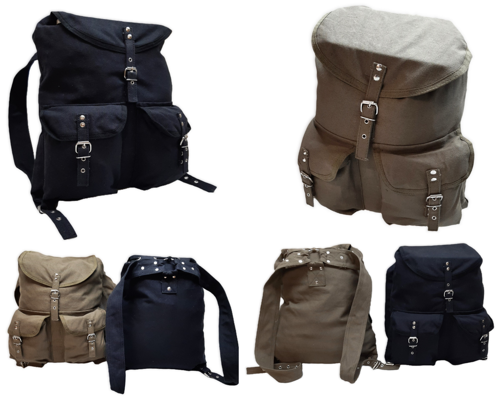 Vintage Army Military Style Canvas Backpack Rucksack Daypack Cotton Canvas