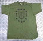 Green Poly / Cotton T-Shirt Size Small with S.A.S. Symbol Print