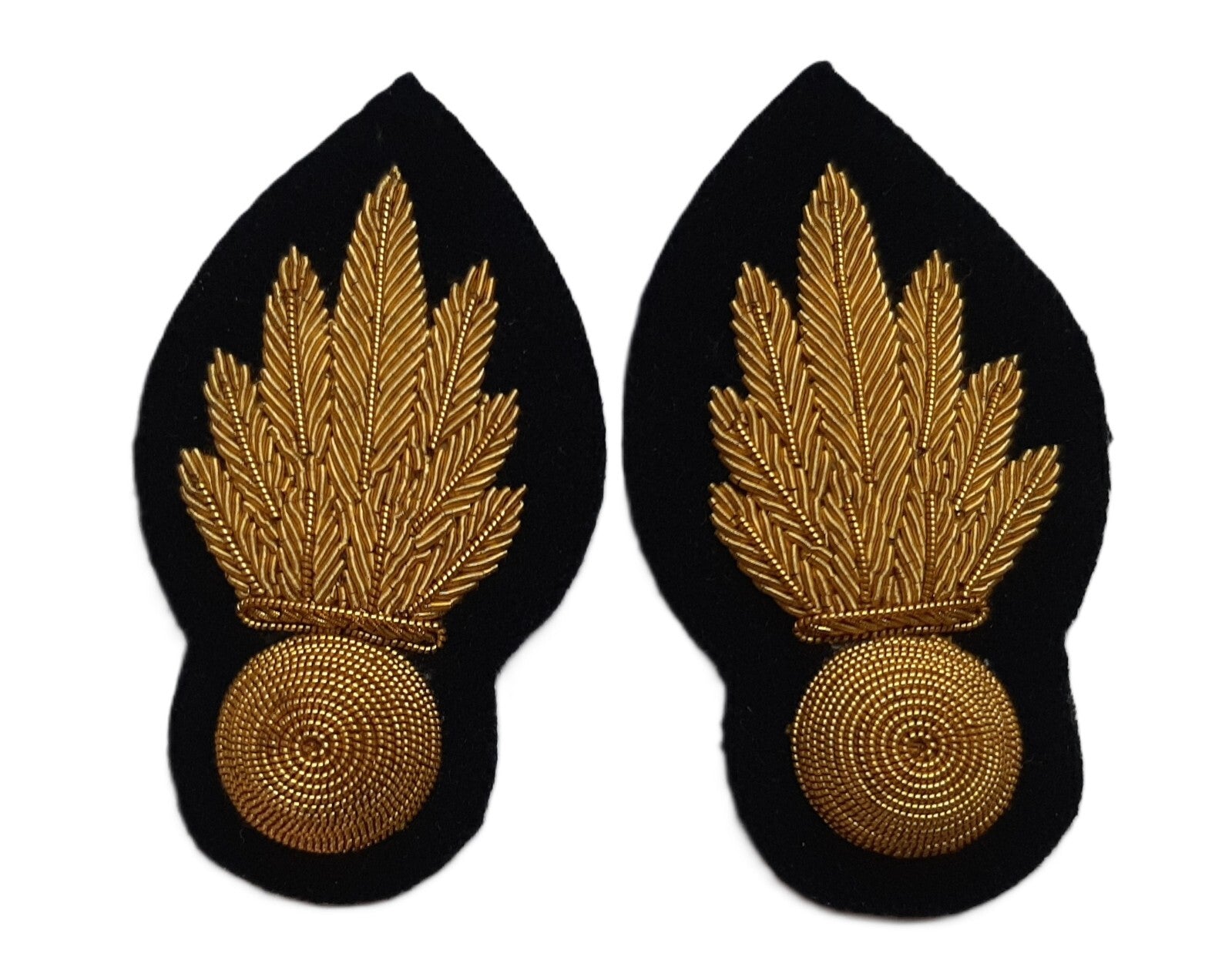 RE Collar Badges Black No1 Officers British Army Engineers Embroidered 1 Pair