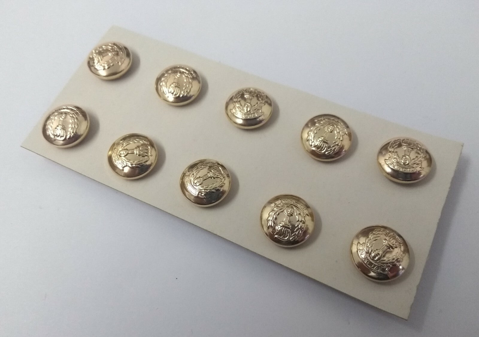 Gold Ring Buttons, Reef and Hand Holding Torch. 12mm x 10- NEW