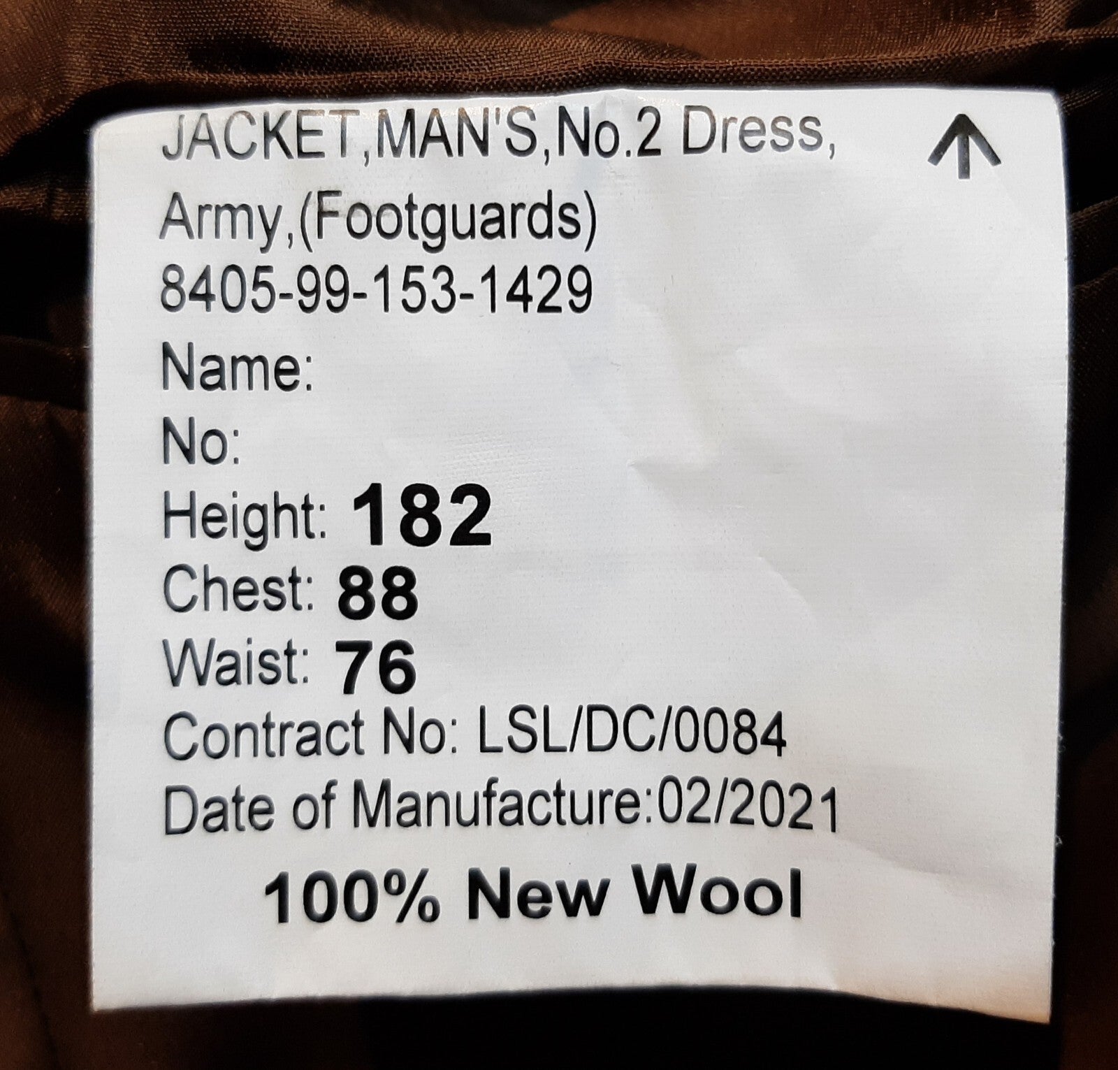 Scots Guards Jacket No Insignia No2 Dress FAD Foot Guards British Army 88cm