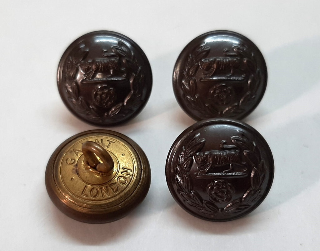 Royal Hampshire Buttons British Army Insignia Subdued / Bronze Size 30L X4