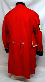 British Army Red Long Coat Royal Hospital Chelsea With 3 Bar Chevron Arm Badge