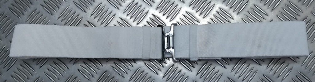 White Courlene Parade Belt With Chrome Buckle