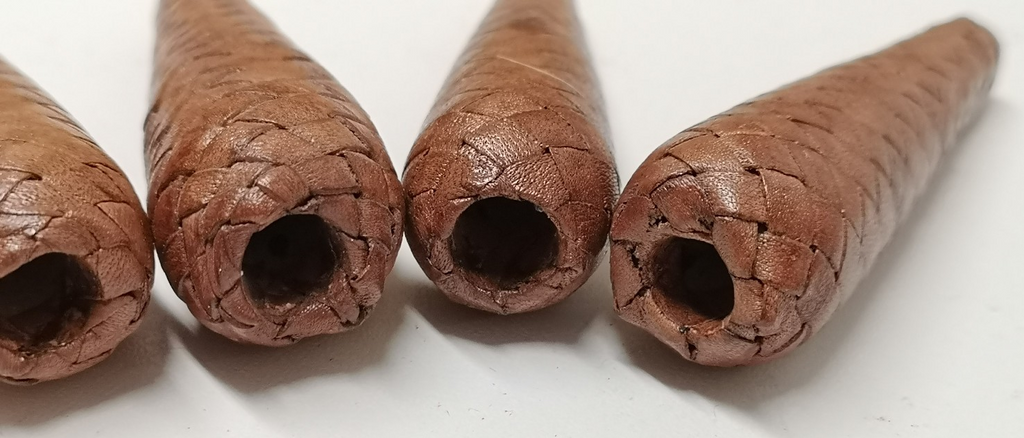 Sword Knot Acorns Brown Leather Bound Replacement Parts set of 4