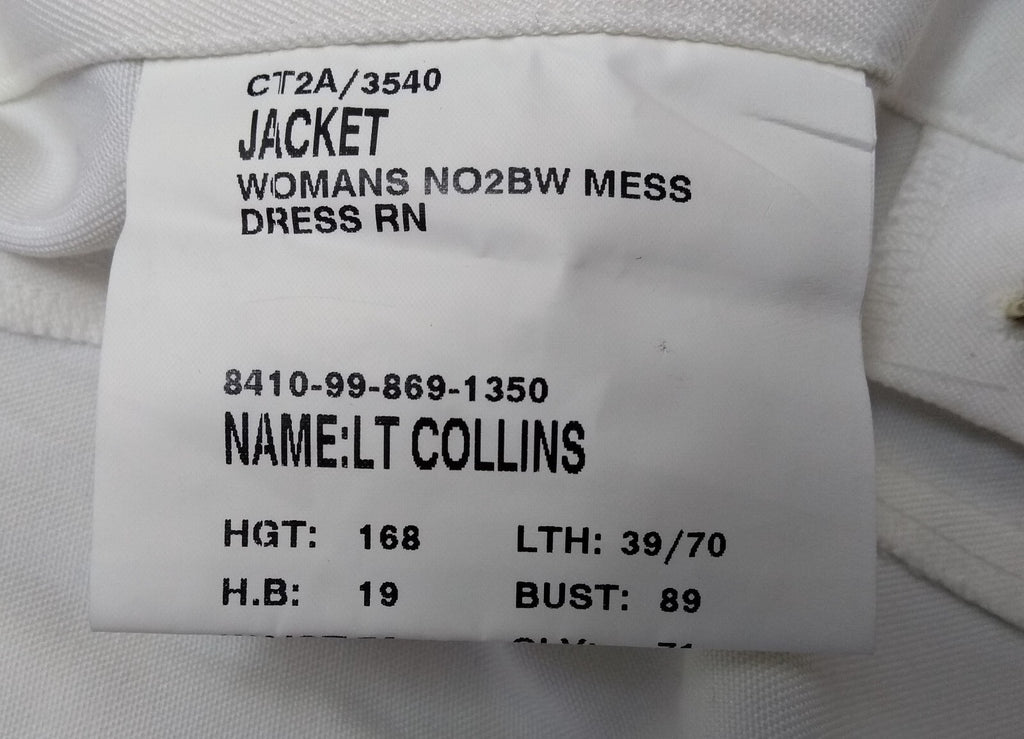 No2BW Mess Dress Jacket British Female White Naval Anchor Buttons