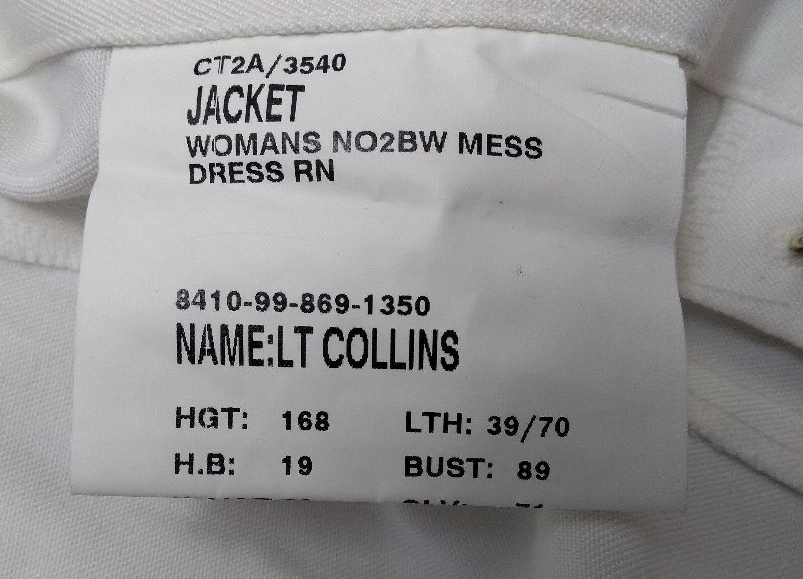 No2BW Mess Dress Jacket British Female White Naval Anchor Buttons