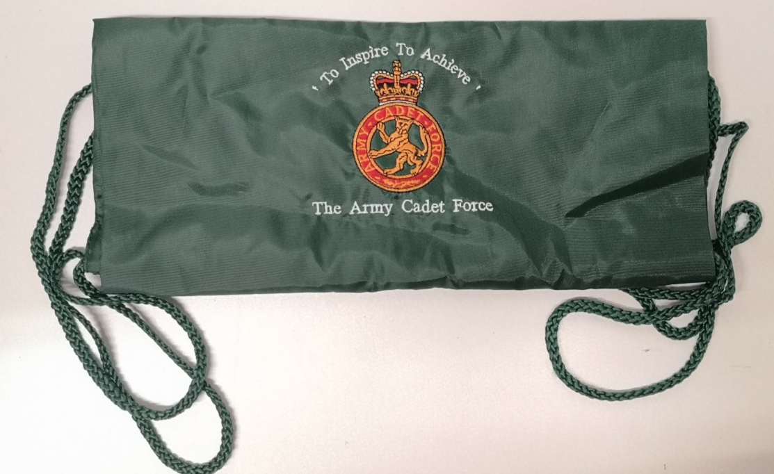 Green Drawstring Carry Bag with The Army Cadet Force ACF Insignia