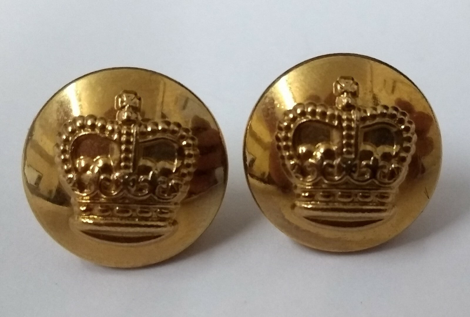 Genuine Vintage British St Edwards Crown Metal Dress Buttons X2 ASBT146