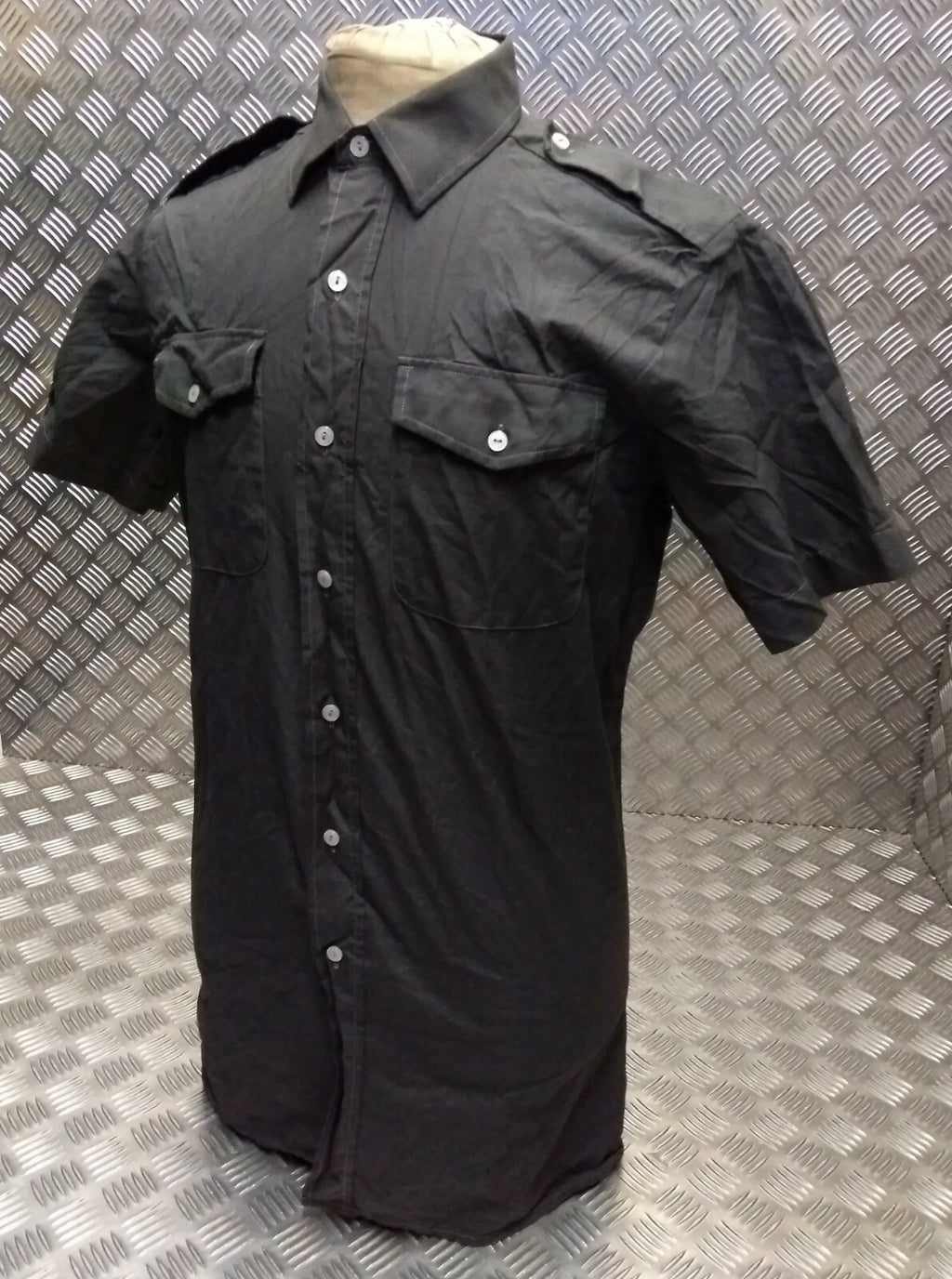 Army Style Shirt Short Sleeve British Overdyed Black All Sizes