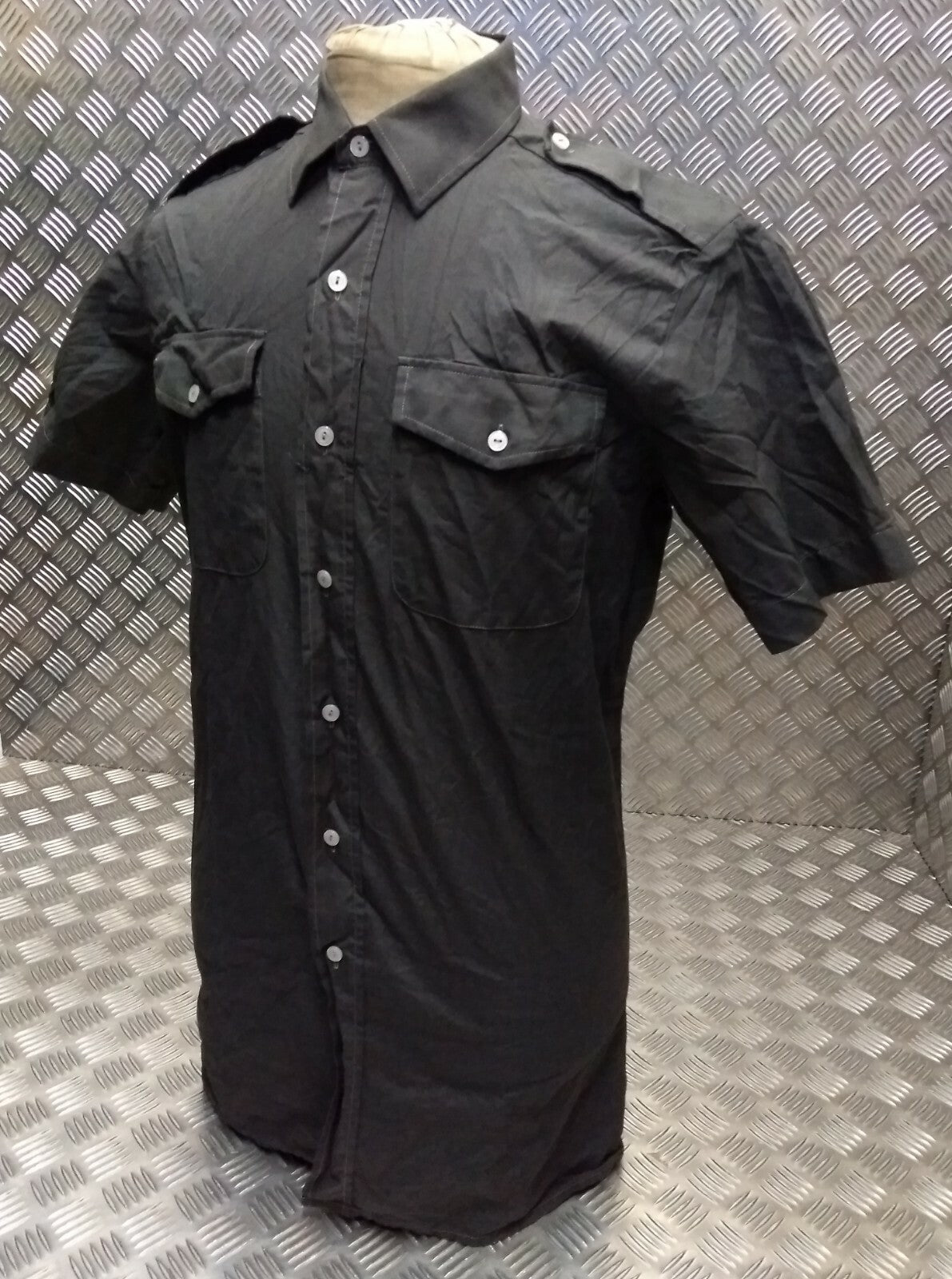 Army Style Shirt Short Sleeve British Overdyed Black All Sizes