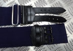 Royal Navy Blue Stable Belt Double Leather Straps & Chrome Slide Adjust Max 34"