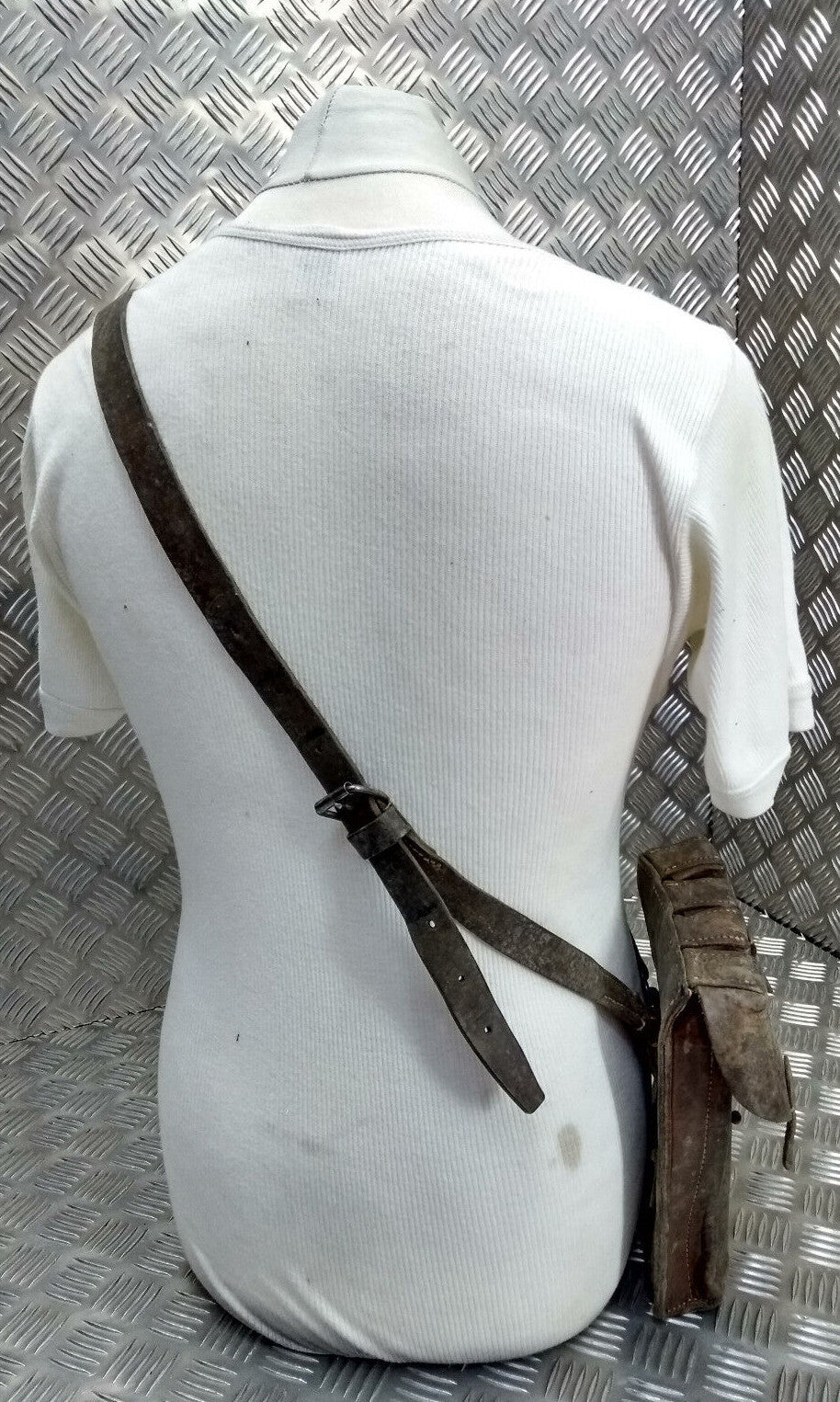 Genuine Vintage Issued Leather Ammo Case / Bag & Shoulder Strap Faulty