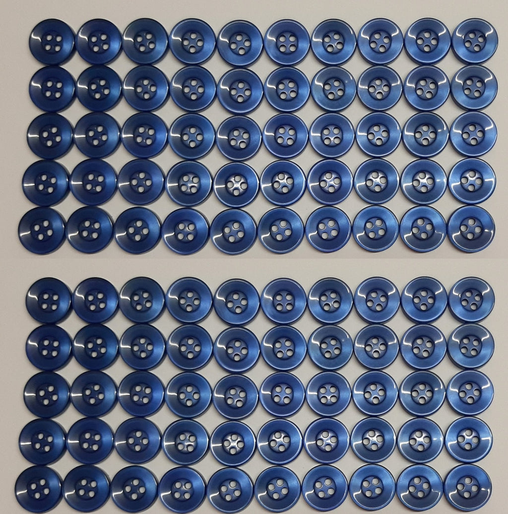 Buttons 100 Vintage 4 Hole for Dress Shirts Pearlesque Blue 12.7mm NOS