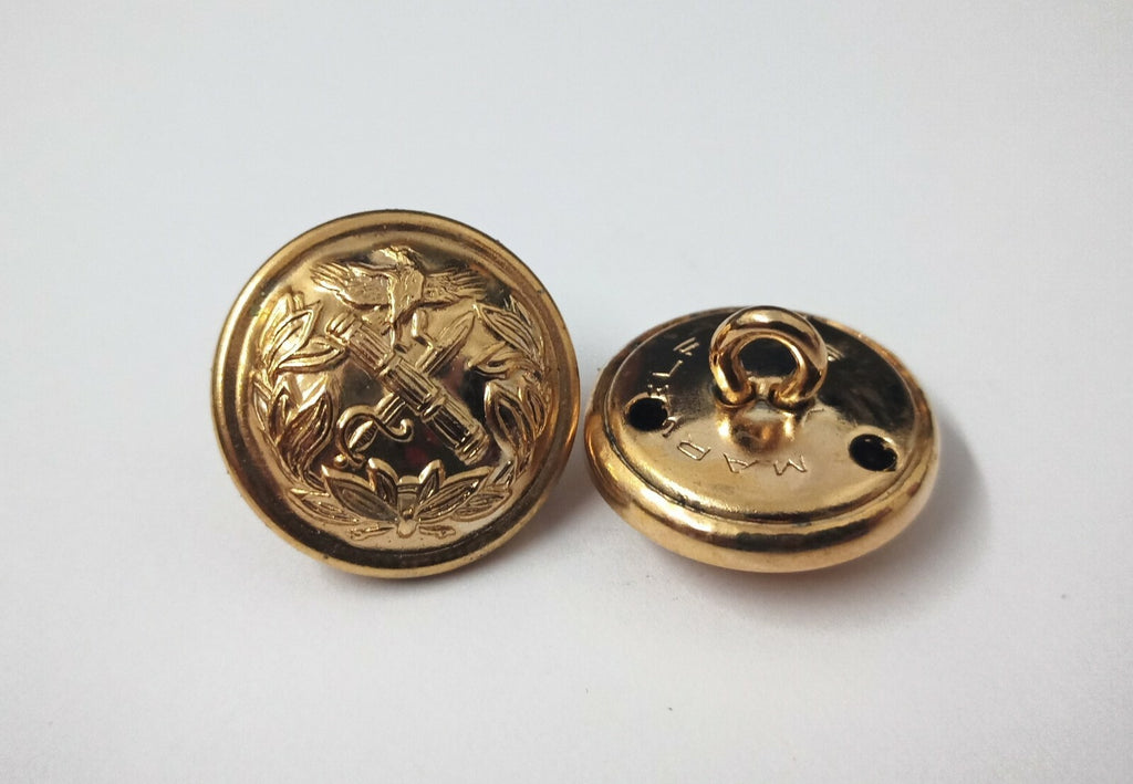 General Rank Gold Ring Back Buttons Genuine x 6- NEW