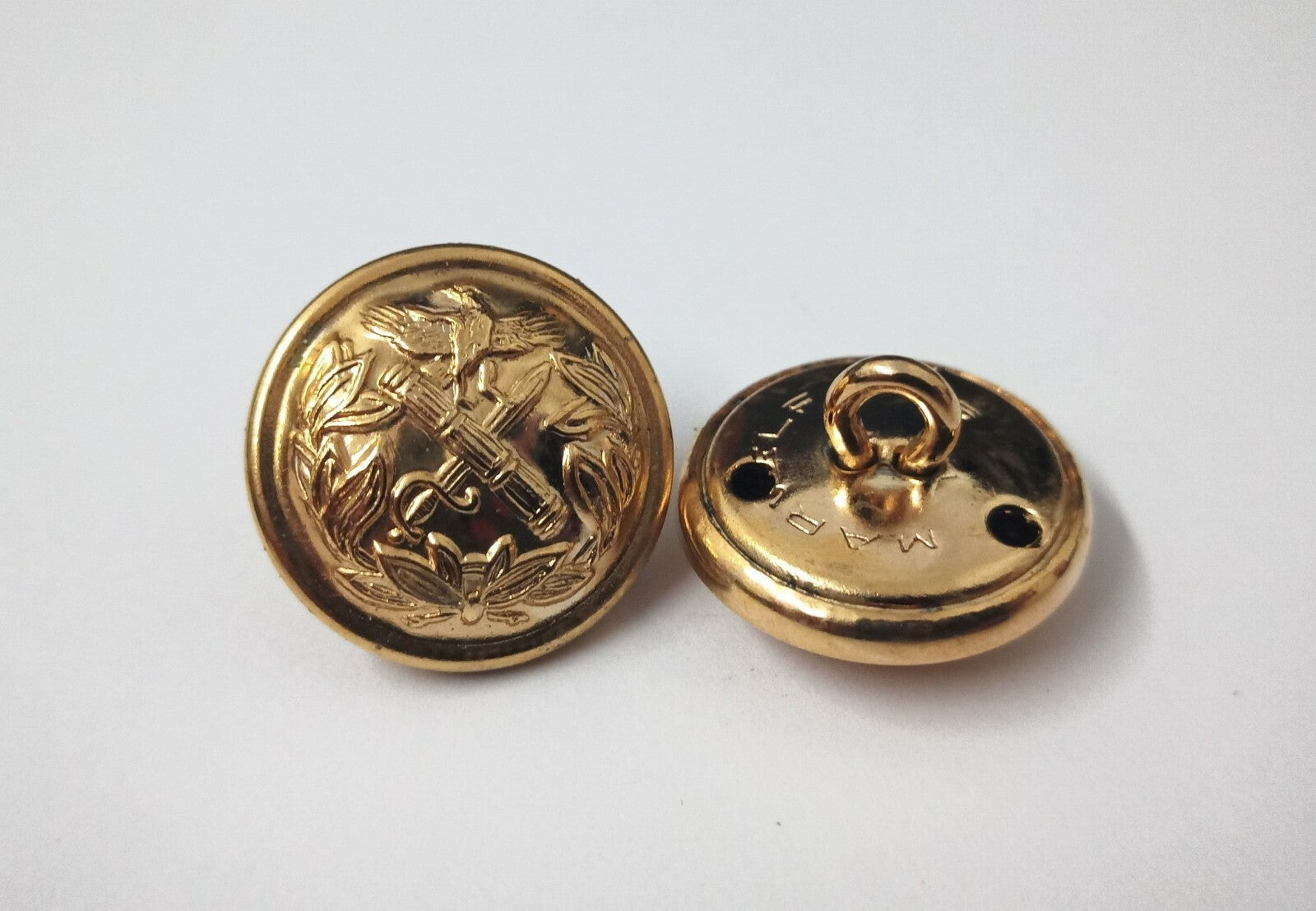 General Rank Gold Ring Back Buttons Genuine x 6- NEW