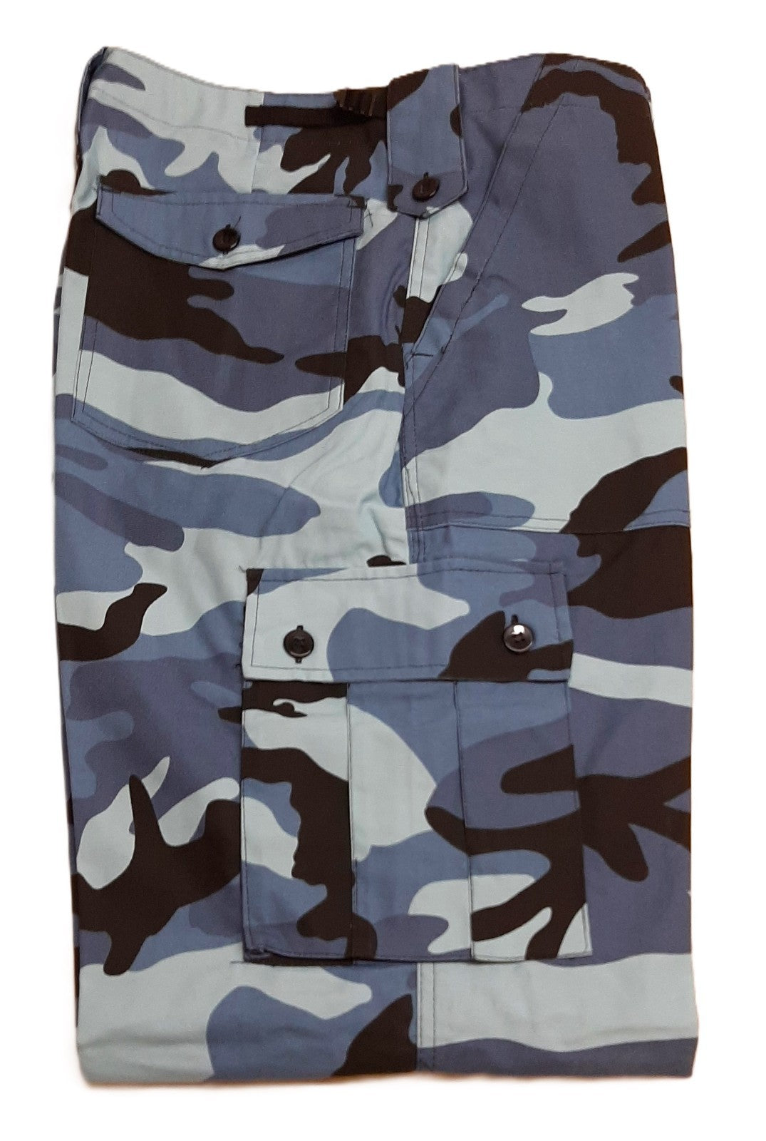 Midnight Blue Camo Military Style Combat Cargo Trousers - 36"-40" - Used