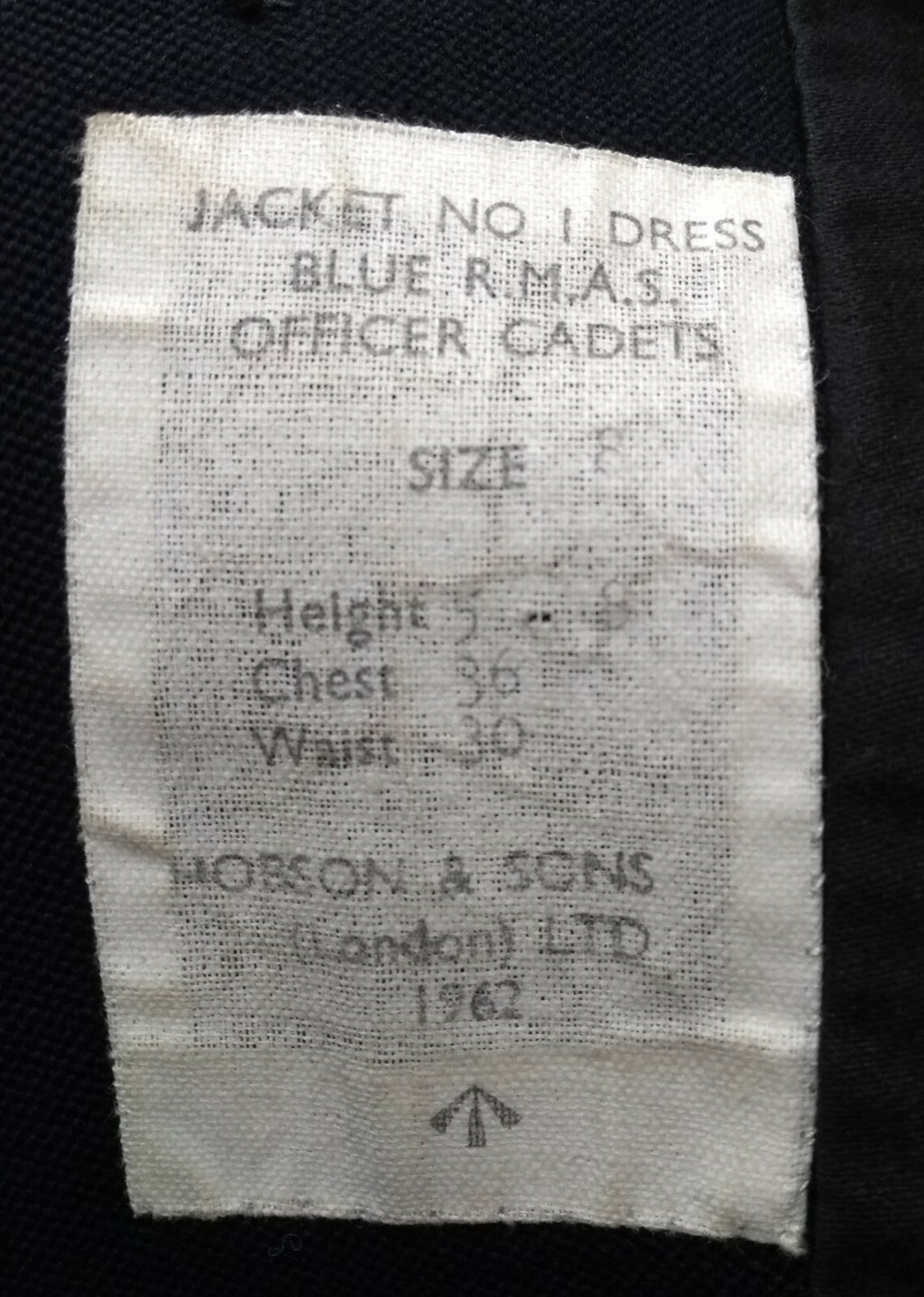 Vintage No1 Jacket 1962 Pattern No Buttons Insignia Removed Hobson RMAS