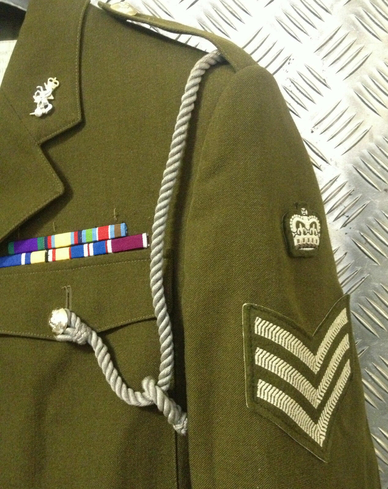 Genuine British Army Catering Corps ACC Lanyard Silver/Grey Twisted Ceremonial