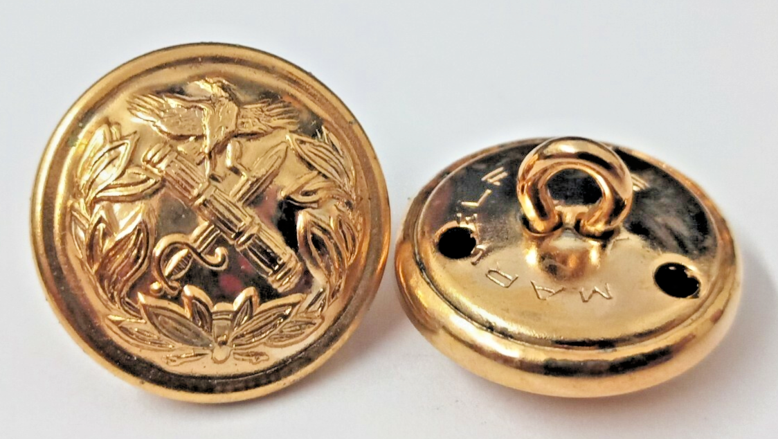 Genuine Issue General Rank Insignia Gold Ring Back Buttons x 2 NEW
