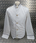 British White Mans Stewards Jacket Buttoned RAF Royal Air Force White w Royal Blue Piping