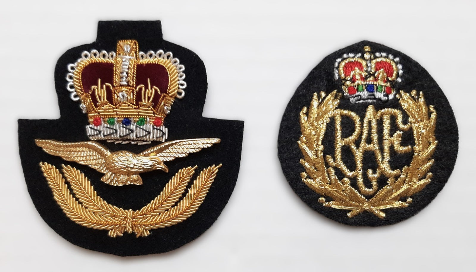 Hat Badges RAF Royal Air Force OFC and OA Embroidered for Dress / Visor Caps