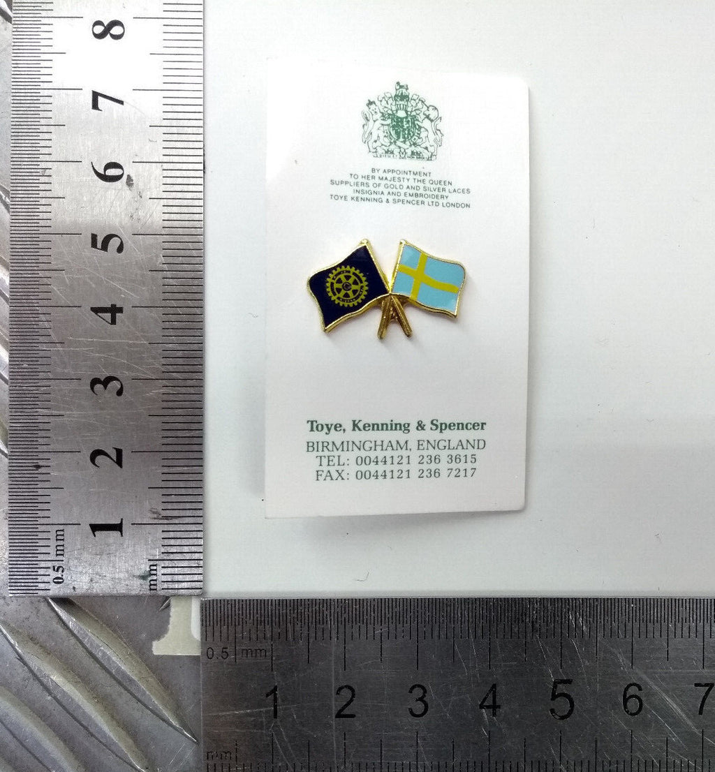 Rotary International Club & Sweden Twin Flags Lapel Pin Badge - NEW