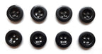 Vintage Buttons X8 British Small Four Hole Black For Fly Closures ETC