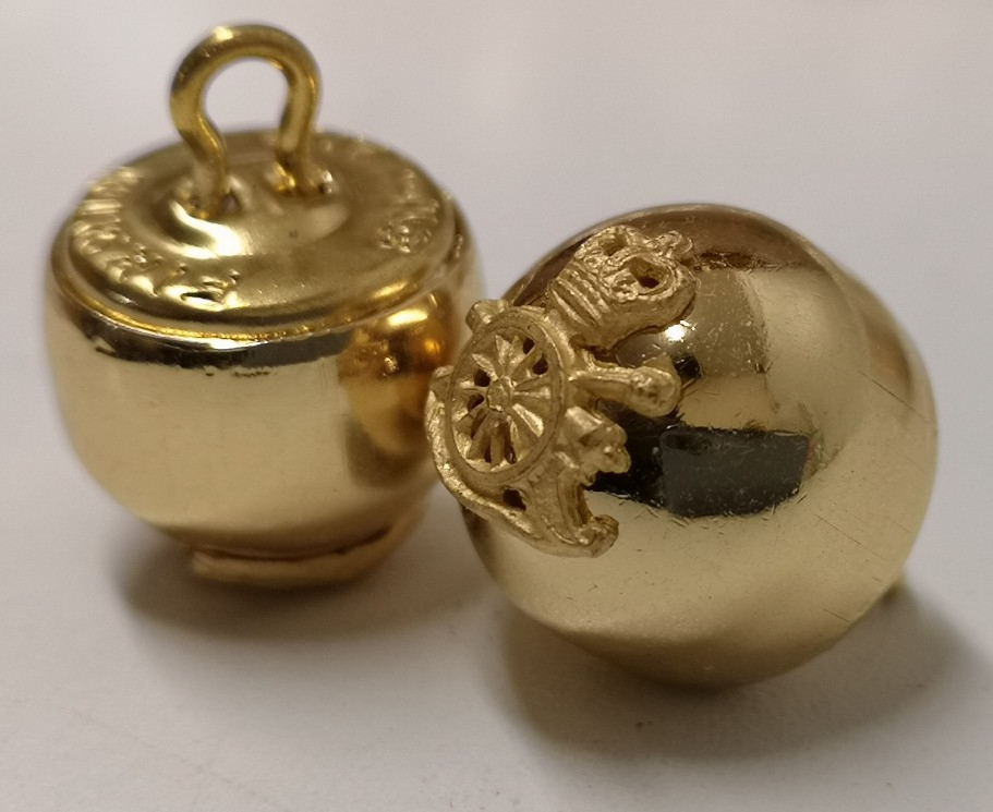 Royal Horse Artillery RHA Full Ball Mounted Gold Coloured Ceremonial Buttons 27L
