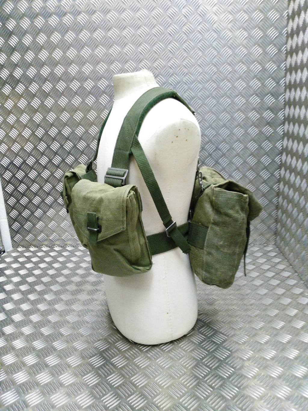 Genuine Vintage Army Webbing Set / Battle Pack Belt And Pouches Heavy Canvas G2