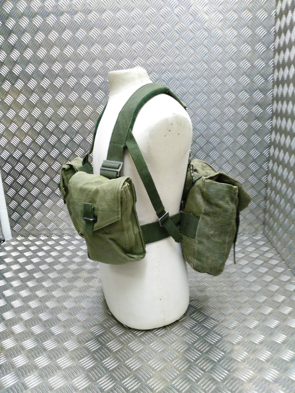 Genuine Vintage Army Webbing Set / Battle Pack Belt And Pouches Heavy Canvas G2