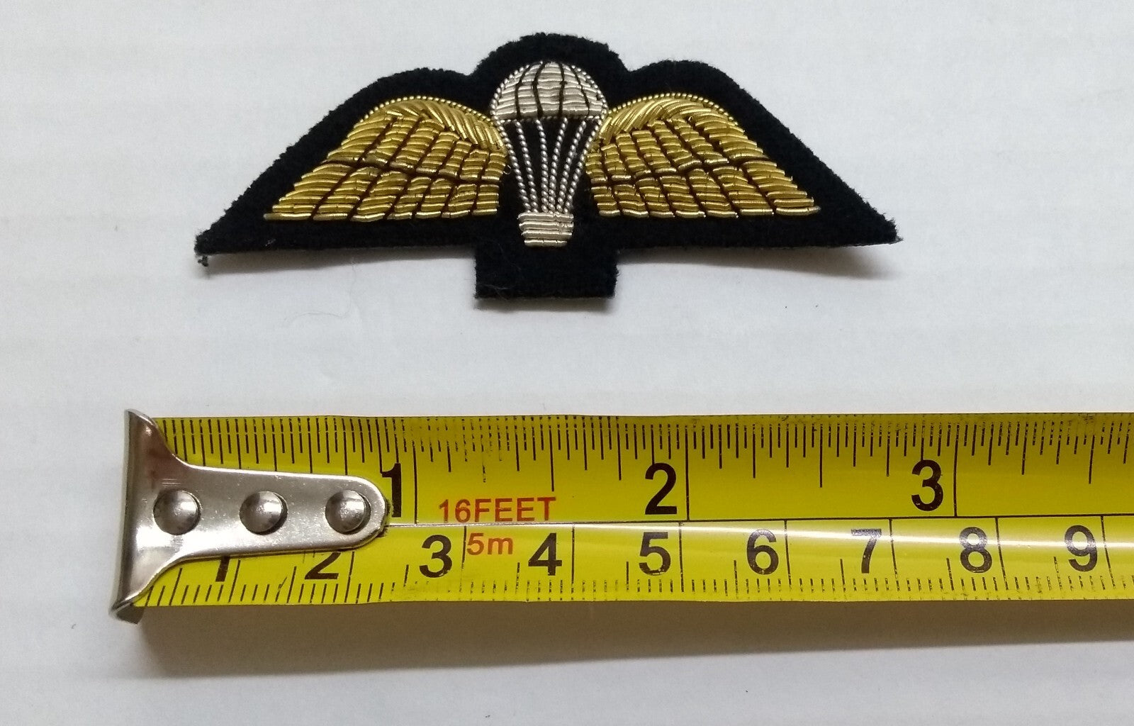 Mess Kit Badge Paratrooper Wings on Navy British Hand Embroidered Para Arm Patch