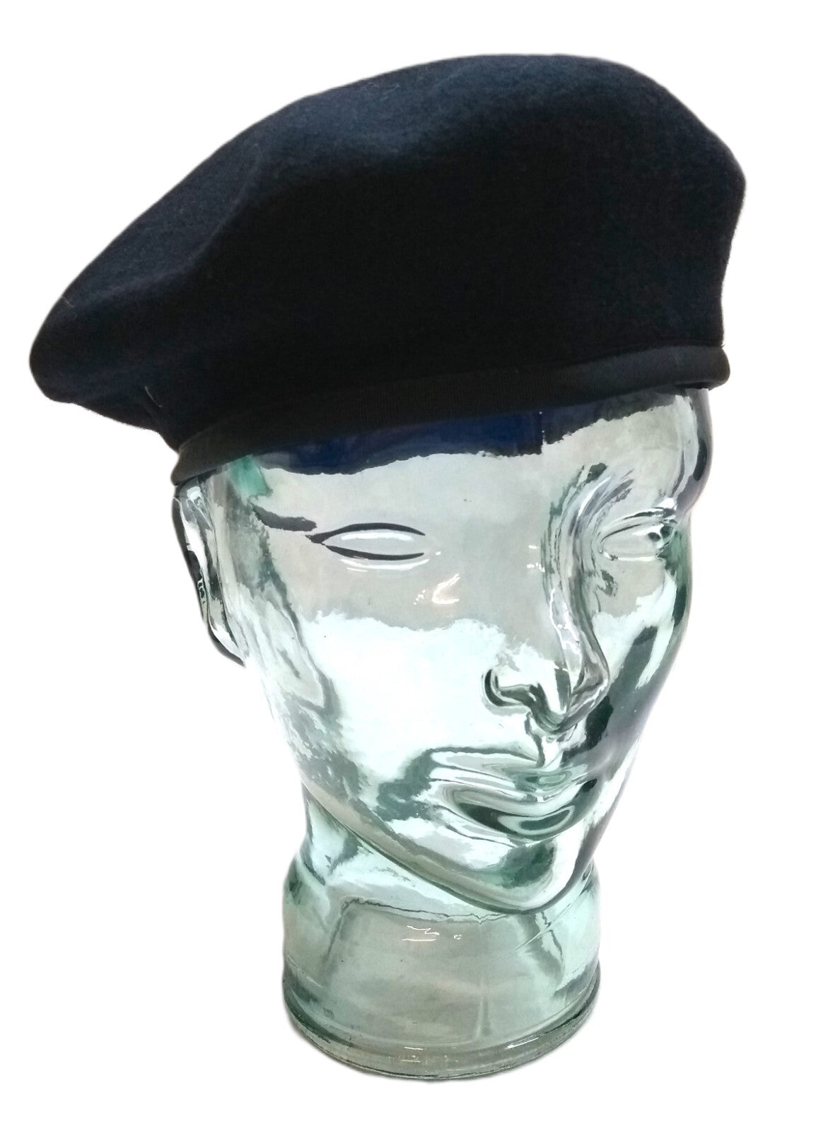Navy Blue Beret Goldings Army Pattern Wool / Silky Lining & Petersham Trim 54cm.