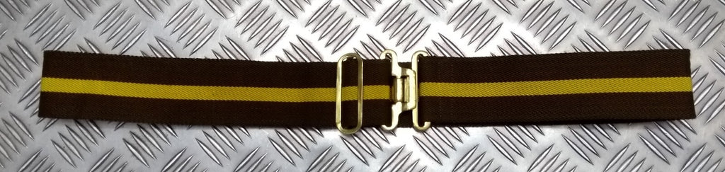 Stable Belt Unknown Pattern 37 Buckle Brow with Yellow Stripe 52mm Wide