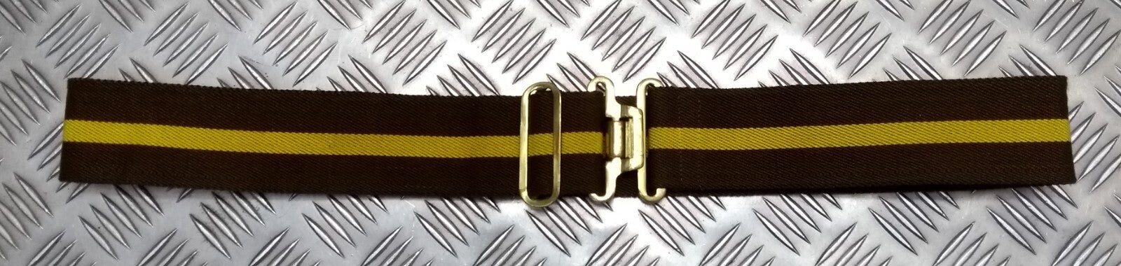 Stable Belt Unknown Pattern 37 Buckle Brow with Yellow Stripe 52mm Wide
