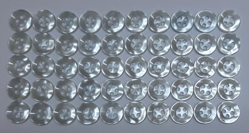 Buttons 50 Vintage 4 Hole for Dress Shirts Pearlesque Mint Blue Tint 10.6mm NOS