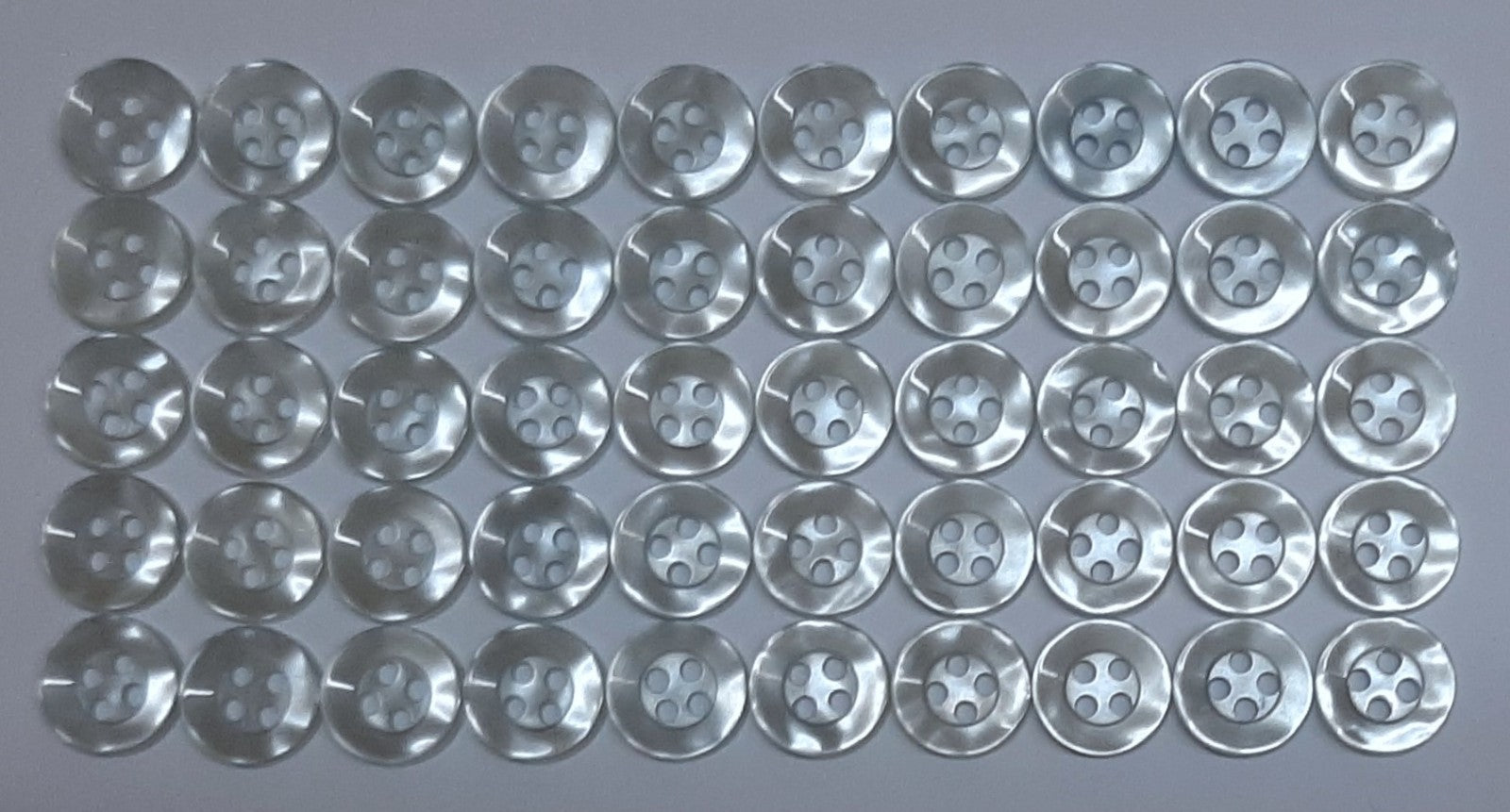 Buttons 50 Vintage 4 Hole for Dress Shirts Pearlesque Mint Blue Tint 10.6mm NOS