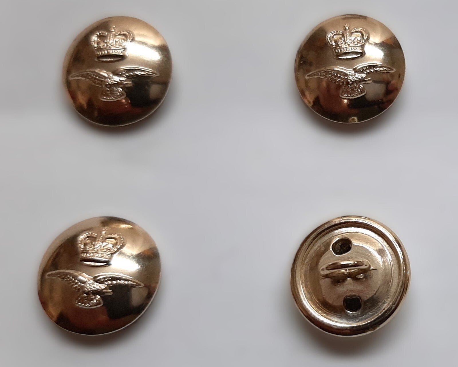 Q/C RAF Royal Air Force Buttons Small Air Force Queens Crown Ring Back Type 3 Pairs