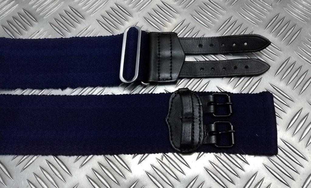 Royal Navy Blue Stable Belt Double Leather Straps & Chrome Slide Adjust Max 34"