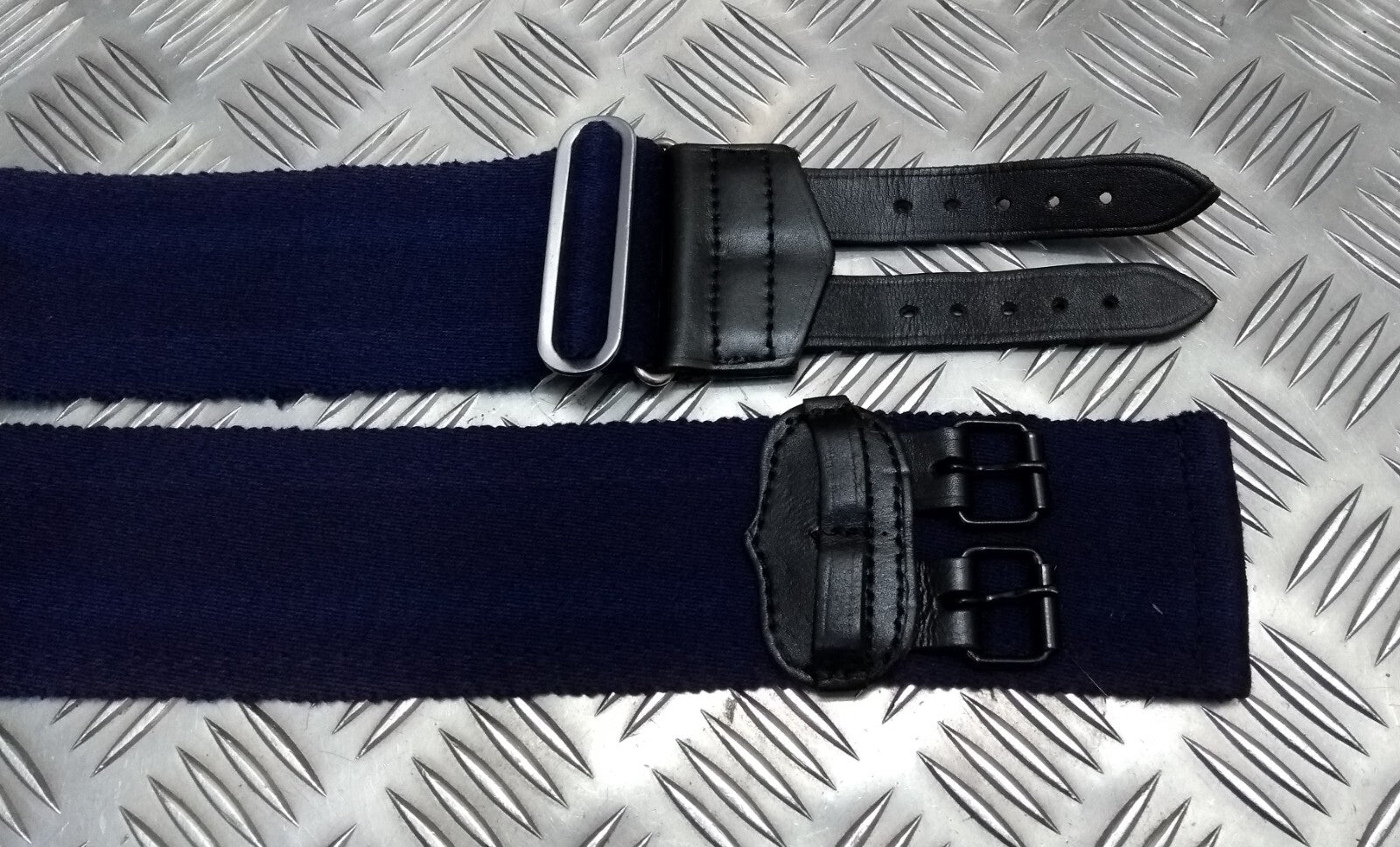 Royal Navy Blue Stable Belt Double Leather Straps & Chrome Slide Adjust Max 34"
