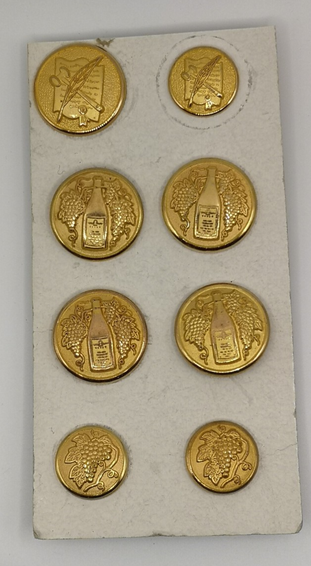 Solid Brass Gilt Finish Blazer Buttons set of 8 in 3 different Designs