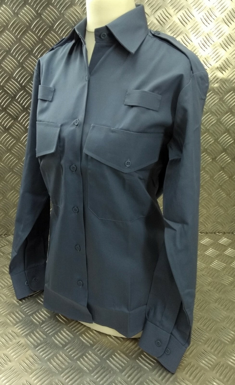 Woman's Working Shirt With Radio Loops Blue Grey & Ladyies Shirt NEW