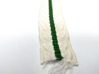 White Cotton Lace with Green Stripe 7/8" Made in France