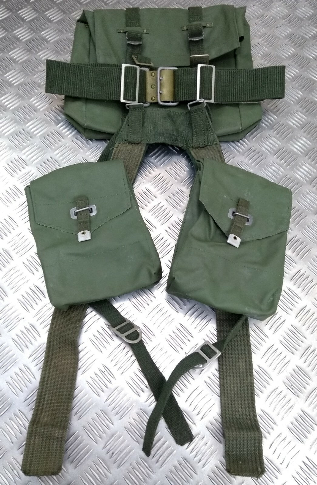 Vintage Army Issue Heavy-duty Backpack Belt Harness & Pouch Set Vinyl