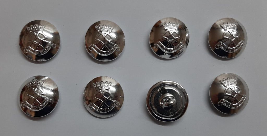 Royal Yeomanry Buttons Cress Size 30L Silver With British Army (RY) Insignia