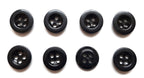 Vintage Buttons X8 British Small Four Hole Black For Fly Closures ETC