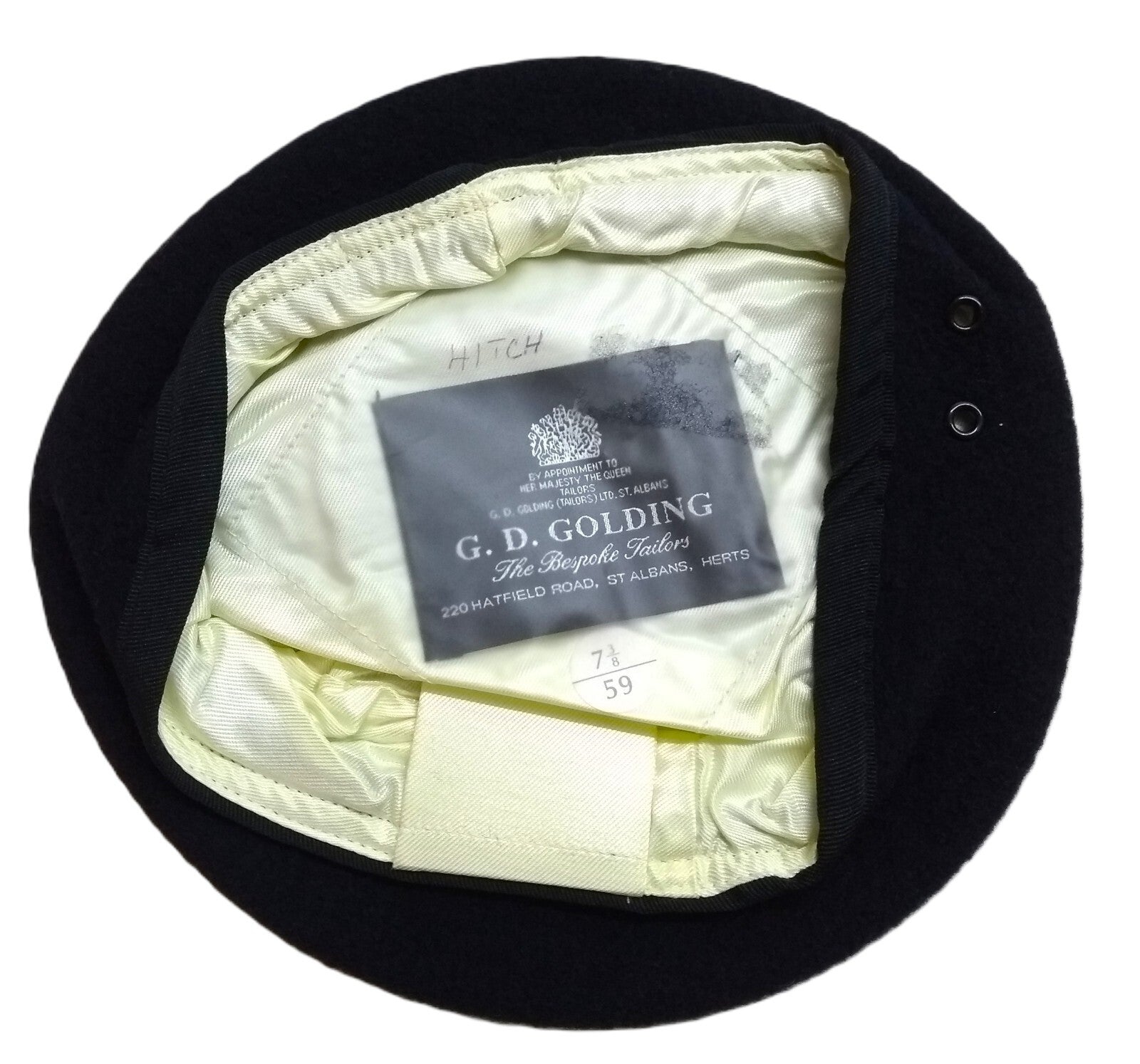 Navy Blue Beret Goldings Officers' Pattern Wool / Silky Lining & Petersham Trim