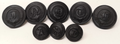 Black Livery / Civilian Buttons with Various Decorative Initial Letters set of 8