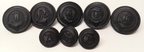 Black Livery / Civilian Buttons with Various Decorative Initial Letters set of 8